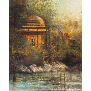 A. Q. Arif, 22 x 28 Inch, Oil on Canvas, Cityscape Painting, AC-AQ-428